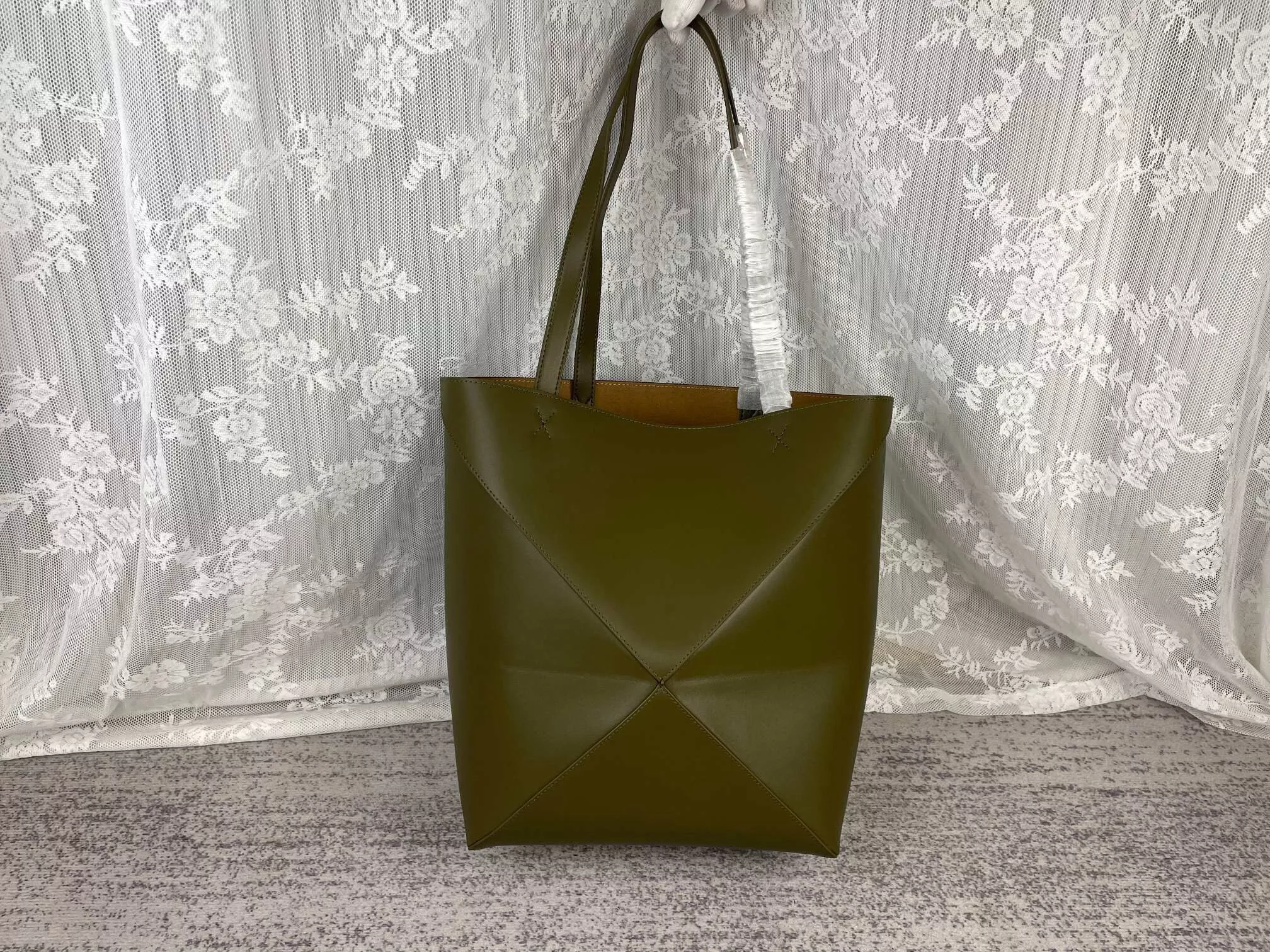 Lowee Puzzle Fold Tote in shiny calfskin 0112