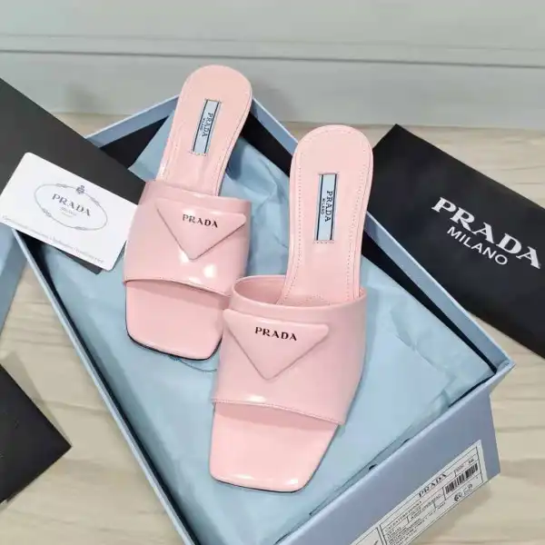 Cheap PRADA Brushed leather mid-heeled slides 0204